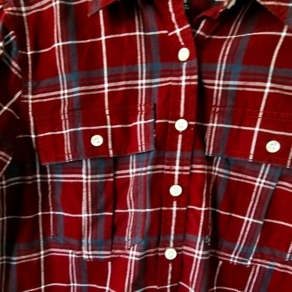 Banana Republic Shirt Womens XS Plaid Button Up Pockets Long Sleeve Red … - Picture 5 of 8